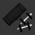 Black Rolled Up Yoga Mat And Dumbbells For Home Fitness Equipment