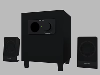 Philips Black Home Audio Speaker System with Subwoofer and Satellite Speakers 3d model