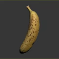 Ripe Yellow Banana With Brown Spots On Gray Background With Reflection 3d model