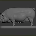 Shiny Silver Pig Sculpture on Decorative Base for Home Decoration