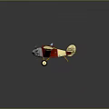 Vintage Biplane With Red Body Cream Wings Green Accents Blue Cockpit And Yellow Propeller
