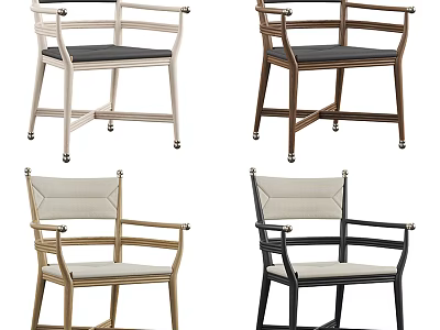 Modern Single Chair Designs In Different Colors With Wooden Frame And Upholstered Seat 3d model
