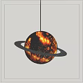 Planetary Themed Chandeliers with Various Designs Featuring Rings and Colorful Planet Surfaces