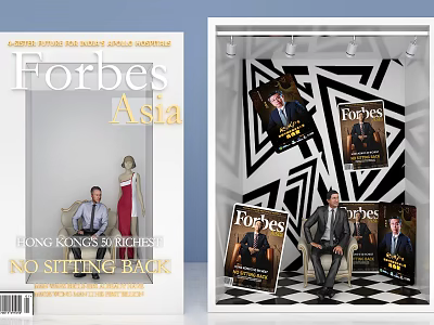 Forbes Asia Magazine Cover Display Photo Spot With Geometric Background Mannequins And Lighting 3d model