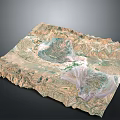3D Terrain Model Featuring Natural Mountain Valleys and Detailed Land Textures