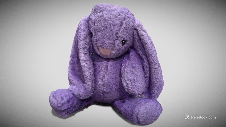 Purple Plush Rabbit Toy With Long Ears And Pink Nose For Kids 3d model 