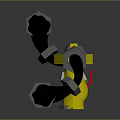Shiny Golden Robot Character With 3D Black Mechanical Arms And Yellow Round Head