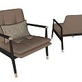 Modern Beige Dining Chairs With Dark Brown Frame And Accent Pillow 3d model