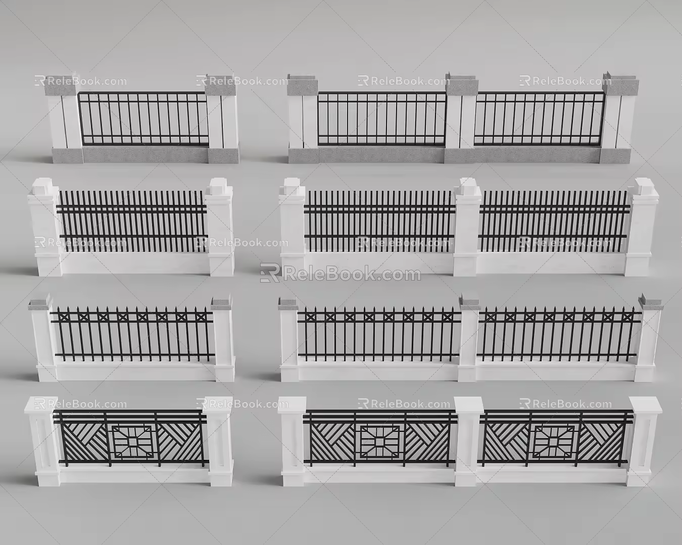 New Chinese Fence Railing 3d model