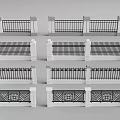 New Chinese Fence Railing 3d model