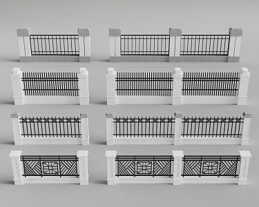 New Chinese Fence Railing 3d model