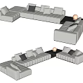 Sectional Sofa With Modular Design Multiple Seating Units And Comfortable Cushions 3d model