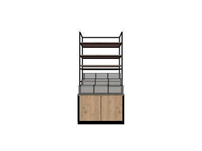 Modern Display Shelves With Metal Frame Multiple Tiers Wooden Cabinets And Glass Top 3d model