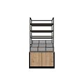 Modern Display Shelves With Metal Frame Multiple Tiers Wooden Cabinets And Glass Top