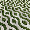 Wavy Stone Tiles And Grass Pattern In Outdoor Landscape Design