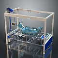 Industrial Metal Frame Machine With Transparent Component Blue Parts And Display Screen