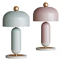 Modern Minimalist Table Lamps In Light Blue And Pink With Gold Accents And Cylindrical Bases