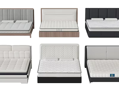 Modern Double Bed Designs With Various Headboard Styles And Mattress Options 3d model