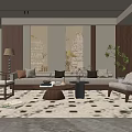 Simple Living Room Balcony Cabinet Sofa Combination Coffee Table Sofa Background Wall 3d model