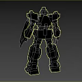 Blue Mech Robot Game Movie Character With Number 01 And Weapon In Hand