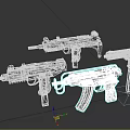 Four Black Submachine Gun Models With Tactical Design And Modern Features 3d model
