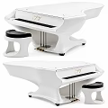Modern White Piano With Black Stool And Elegant Sleek Musical Instrument Design