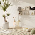 Round Side Ornaments Hanging Decorative Bookshelf 3d model