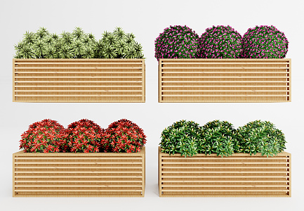 Modern Flower Box Plant Potted Shrub Flower Box 3d model