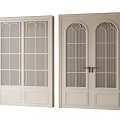 White Double Doors With Divided Glass Panes And Wooden Frames For Interior Design