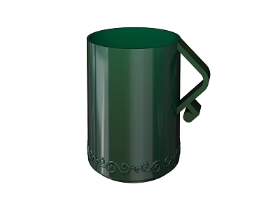 Shiny Green Cup With Handle And Decorative Patterns On The Body 3d model
