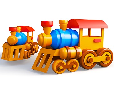 Cartoon style wooden locomotive children's toy theme children's toy Thomas train model