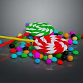 Colorful Lollipops And Assorted Candies With Vibrant Colors On Reflective Surface