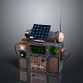 Vintage Computer Device With Solar Panel Screen Radio And Antenna Control Panel 3d model