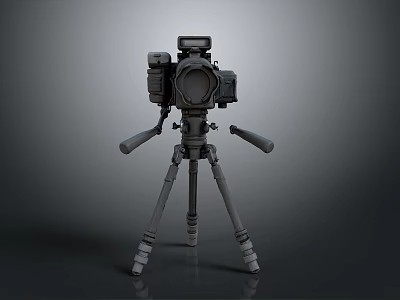 Professional Digital Camera Mounted On Tripod Stand For Stable Shooting 3d model
