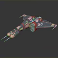 Blue White Red Aerospace Spaceship Model With Green Cockpit Engines And Wings