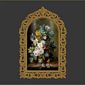 Ornate Golden Carved Frame Decorative Wall Furniture With Floral Artwork Design