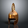 Ancient Bronze Helmet With Visor And Top Ring Design For Historical Warfare