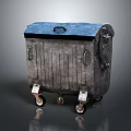 Industrial Metal Storage Equipment With Blue Lid Ribbed Design And Heavy Duty Wheels