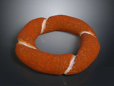 Golden Brown Ring Shaped Pastry With Textured Surface And White Cream Filling 3d model