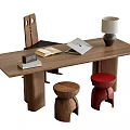 Modern Desk and Chair Combination Stool Desk Lamp 3d model
