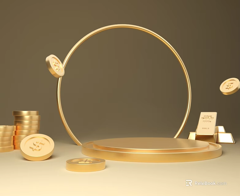 Luxury Gold Sofa And Coffee Table Set With Circular Design And Decorative Elements 3d model