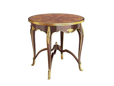 Classic Style Side Table With Oval Dark Brown Wooden Top And Gold Accent Legs 3d model