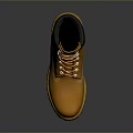 Yellow Work Boots With Orange Laces Black Collar And Durable Rubber Sole