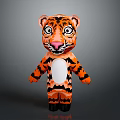 Cartoon Style Tiger Sculpture With Orange Black Stripes And White Belly Standing Pose