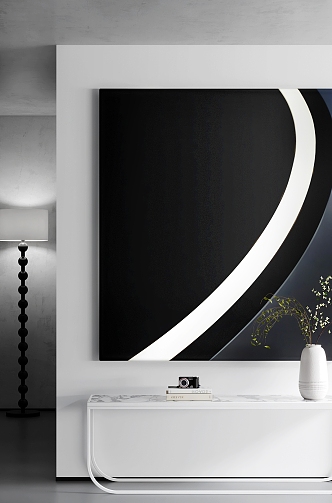 Minimalist Decorative Painting Black and White Decorative Painting Simple Decorative Painting Abstract Decorative Painting 3d model