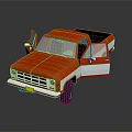 Red Pickup Truck 3D Model With Open Doors And Stylish Design