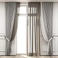 Elegant Gray Sheer Curtains With Tiebacks Hanging On Window Against White Walls