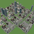 Urban Street View With Modern High Rise Buildings Traditional Architecture And Cranes