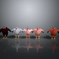 Chicken hen five-haired chicken 3d model