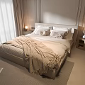 Cozy Double Bed with Soft Blanket Nightstands Table Lamps and Vase in Neutral Tones Bedroom